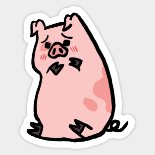 Cute Cartoon Piggy Blushing Sticker